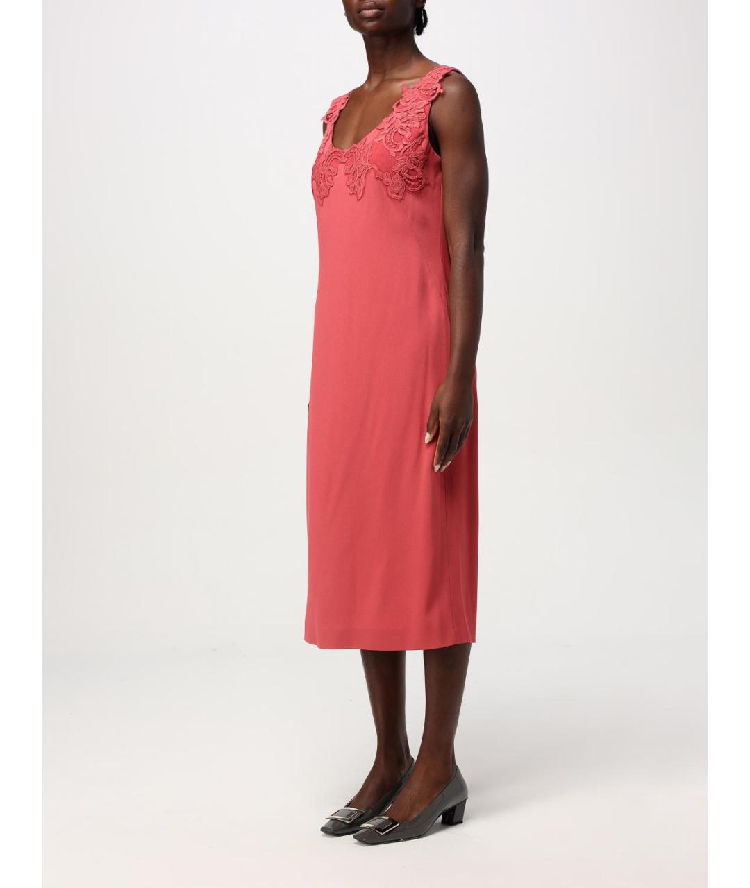 ALBERTA FERRETTI Красное ацетатное повседневное платье, фото 3