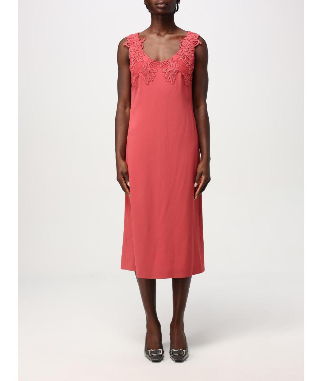 ALBERTA FERRETTI Красное ацетатное повседневное платье, фото 5