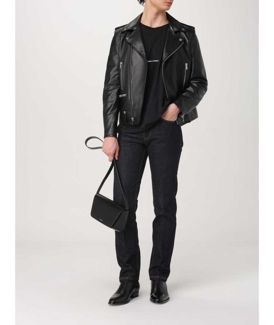 SAINT LAURENT Черная кожаная сумка на плечо, фото 2