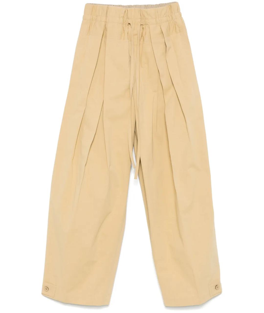 JIL SANDER Бежевые хлопковые прямые брюки, фото 1