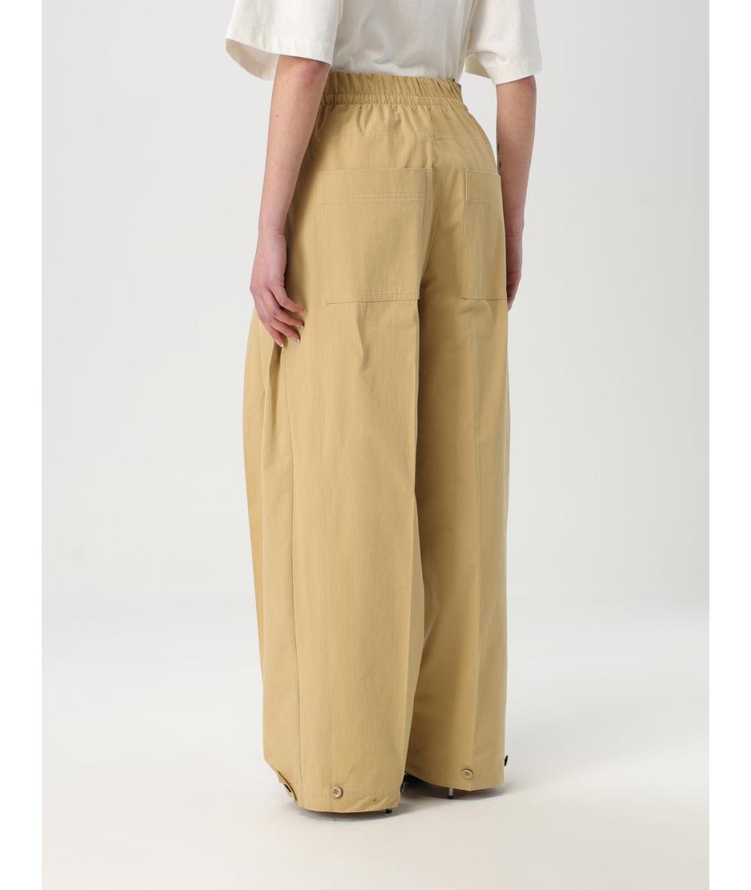 JIL SANDER Бежевые хлопковые прямые брюки, фото 4