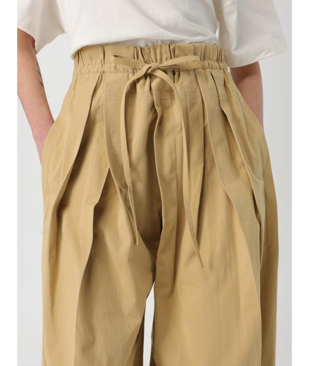 JIL SANDER Бежевые хлопковые прямые брюки, фото 6