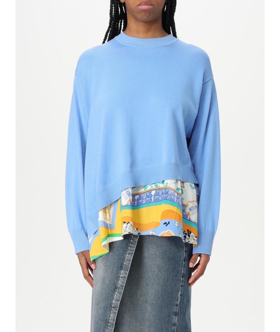 MOSCHINO JEANS Голубой хлопковый джемпер / свитер, фото 4