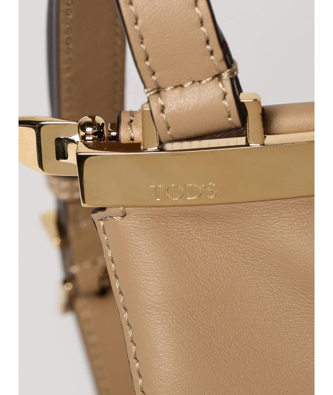 TOD'S Бежевая кожаная сумка через плечо, фото 4
