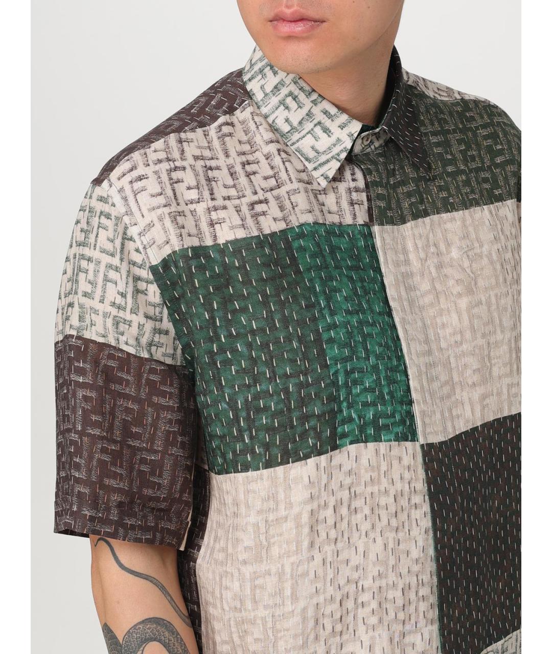 FENDI Мульти льняная кэжуал рубашка, фото 6