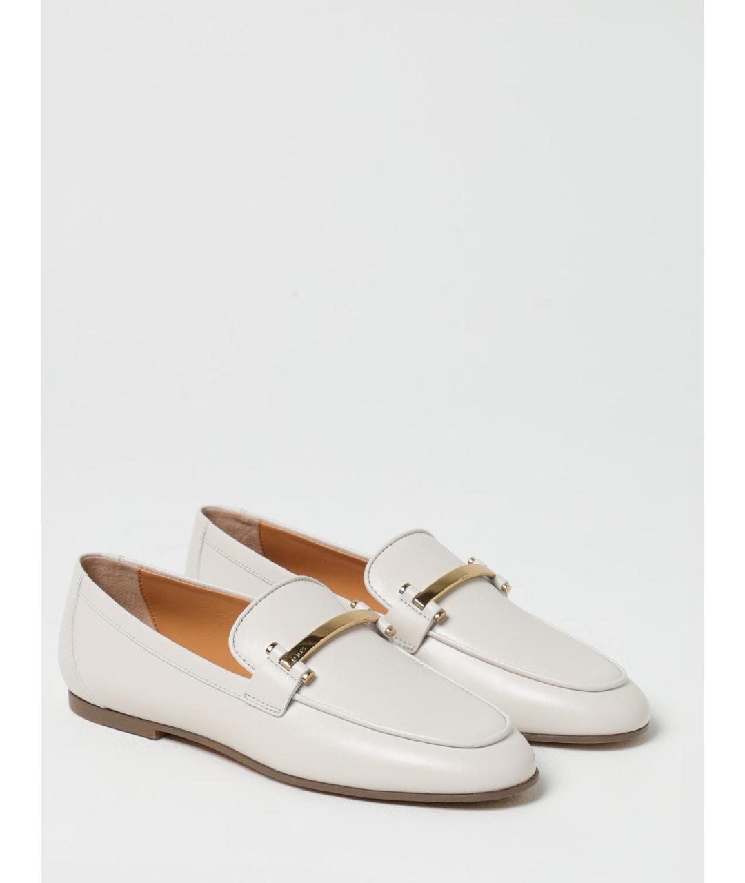 TOD'S Белые кожаные лоферы, фото 2