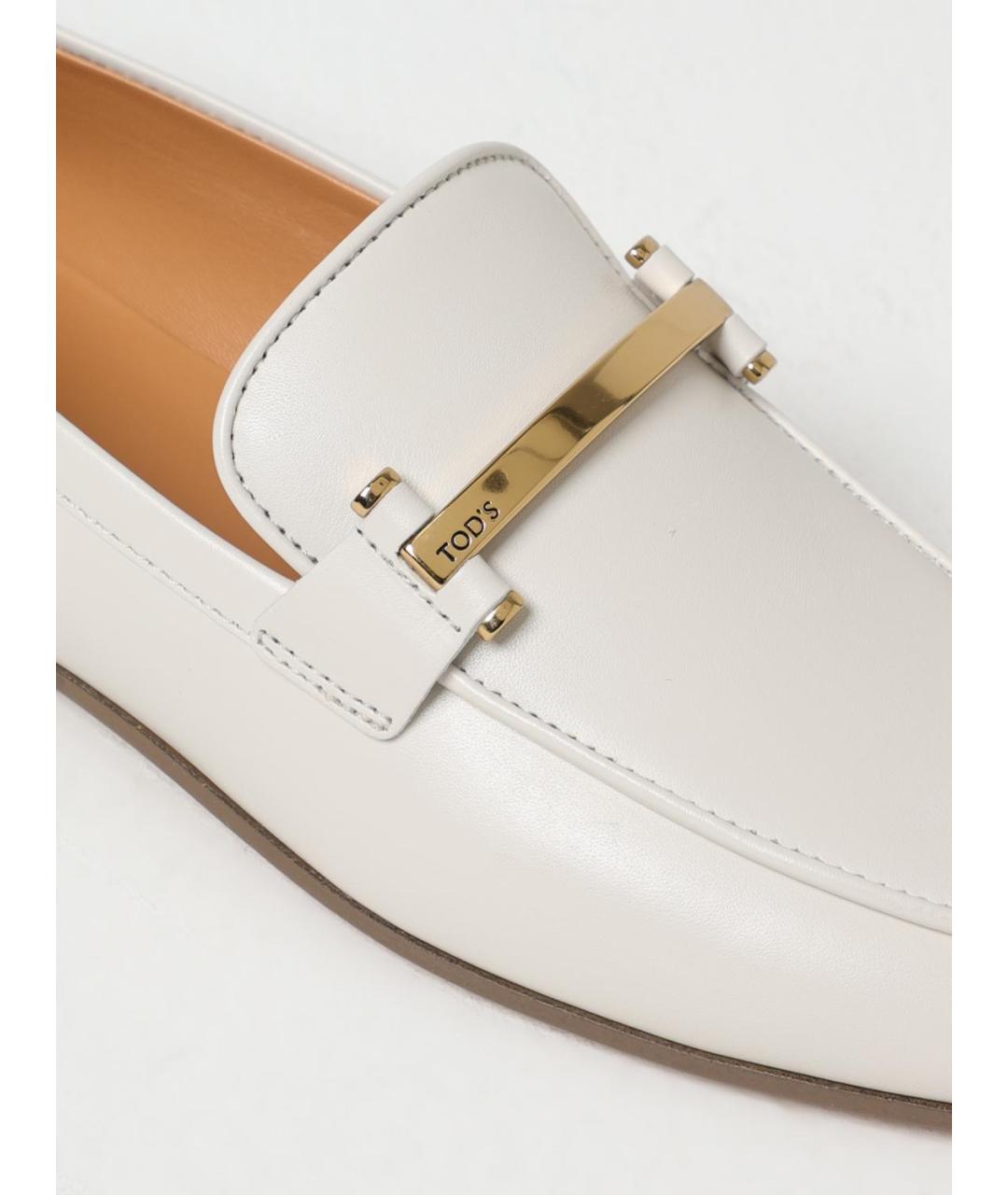 TOD'S Белые кожаные лоферы, фото 4