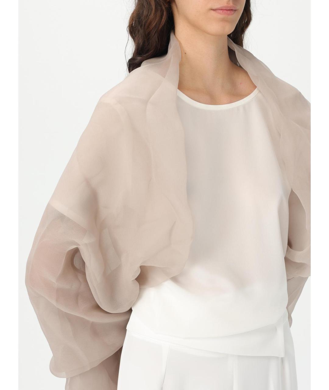 ALBERTA FERRETTI Бежевый шелковый шарф, фото 4