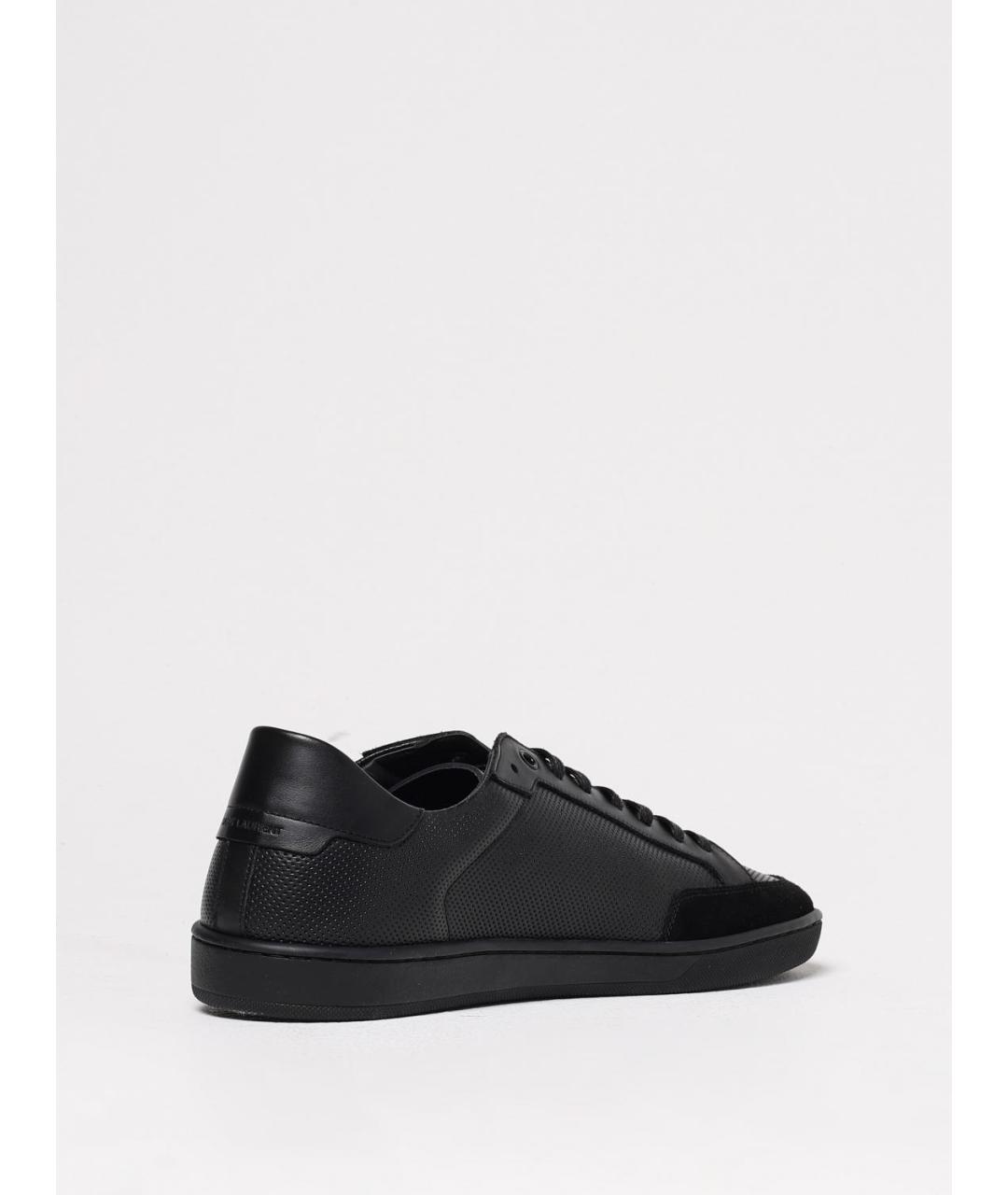SAINT LAURENT Черные кожаные низкие кроссовки / кеды, фото 3
