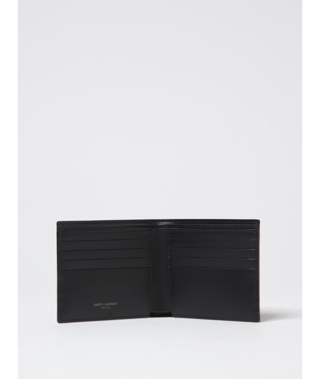 SAINT LAURENT Черный кожаный кошелек, фото 2