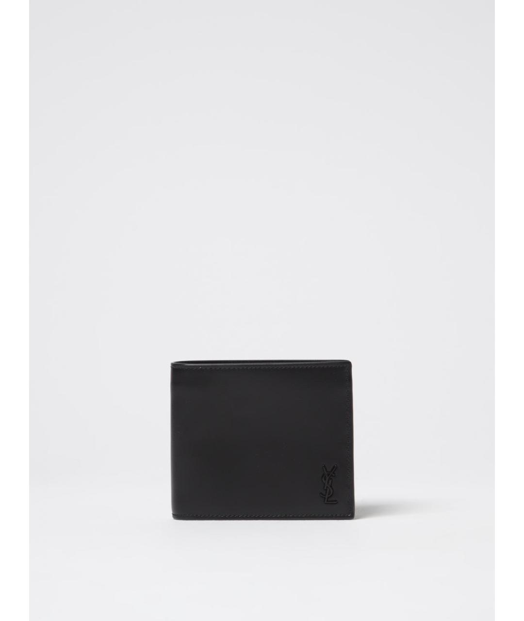 SAINT LAURENT Черный кожаный кошелек, фото 4