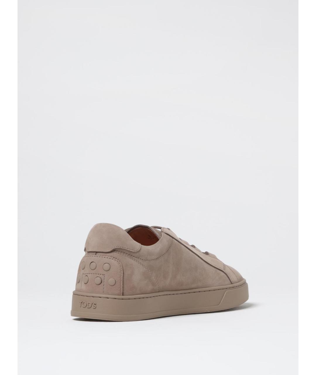 TOD'S Бежевые замшевые низкие кроссовки / кеды, фото 3