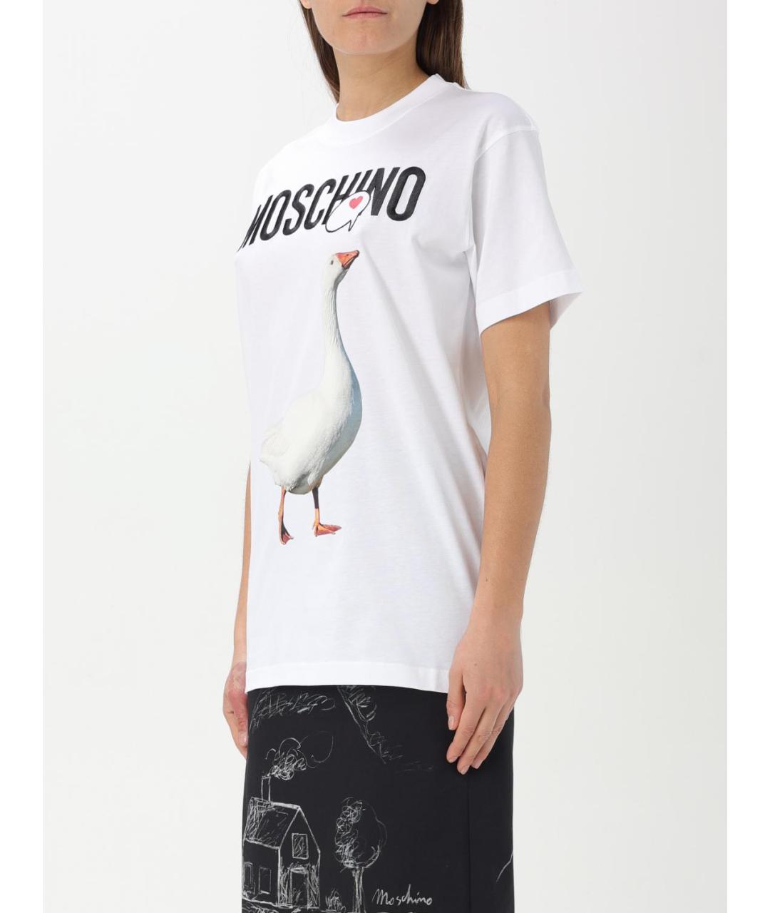 MOSCHINO Белая хлопковая футболка, фото 5