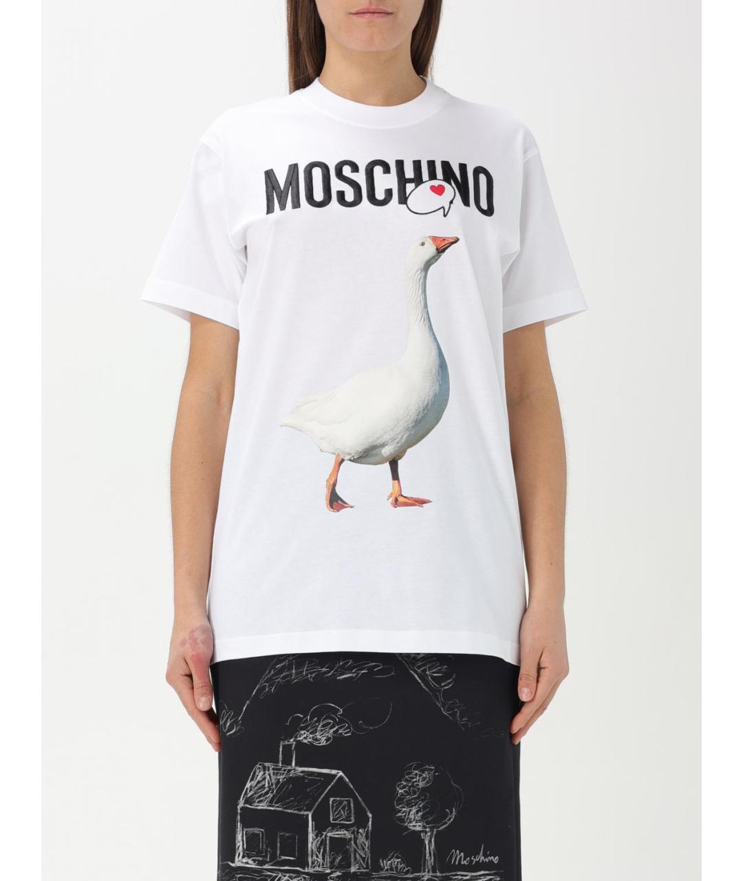 MOSCHINO Белая хлопковая футболка, фото 2
