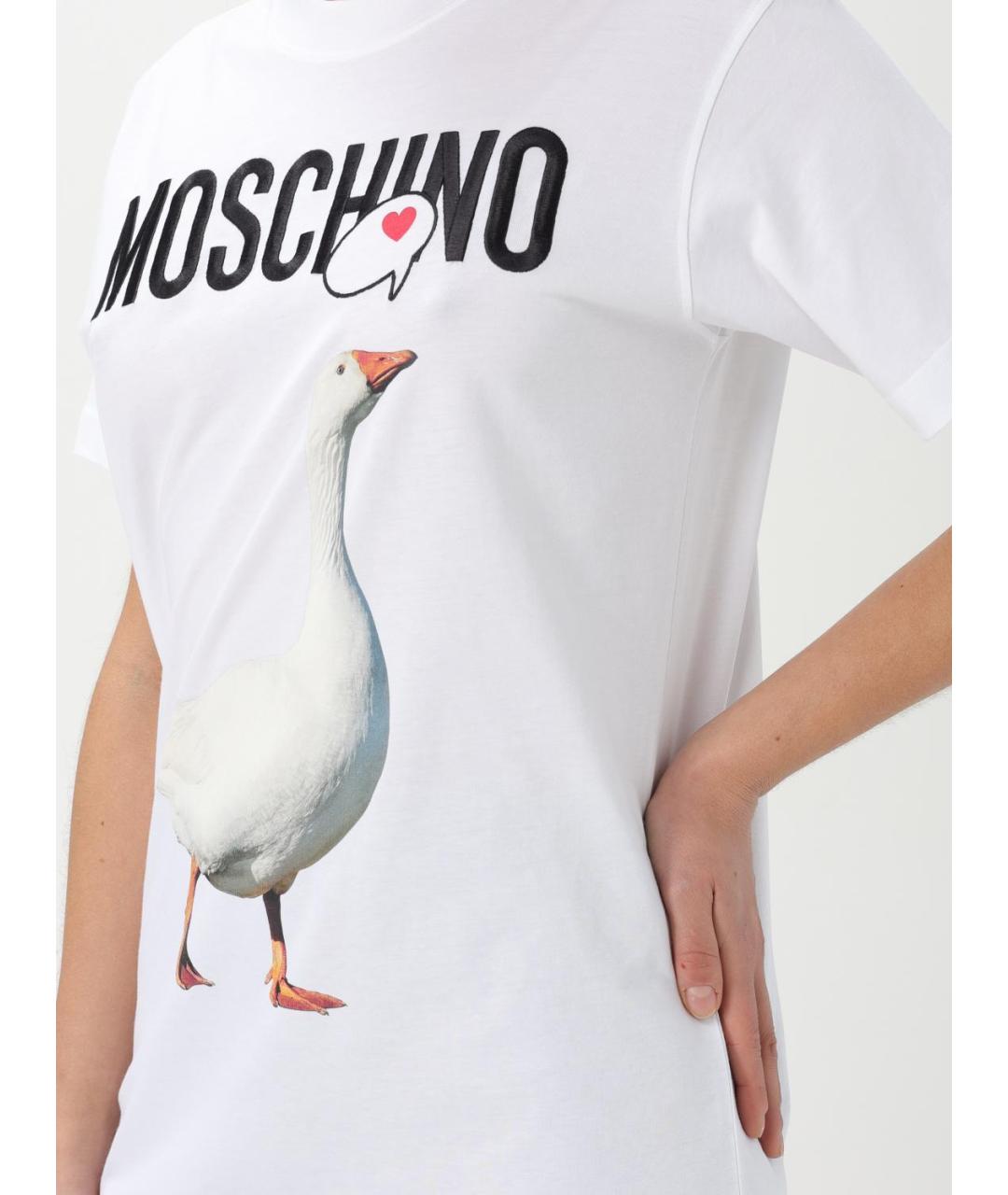 MOSCHINO Белая хлопковая футболка, фото 6