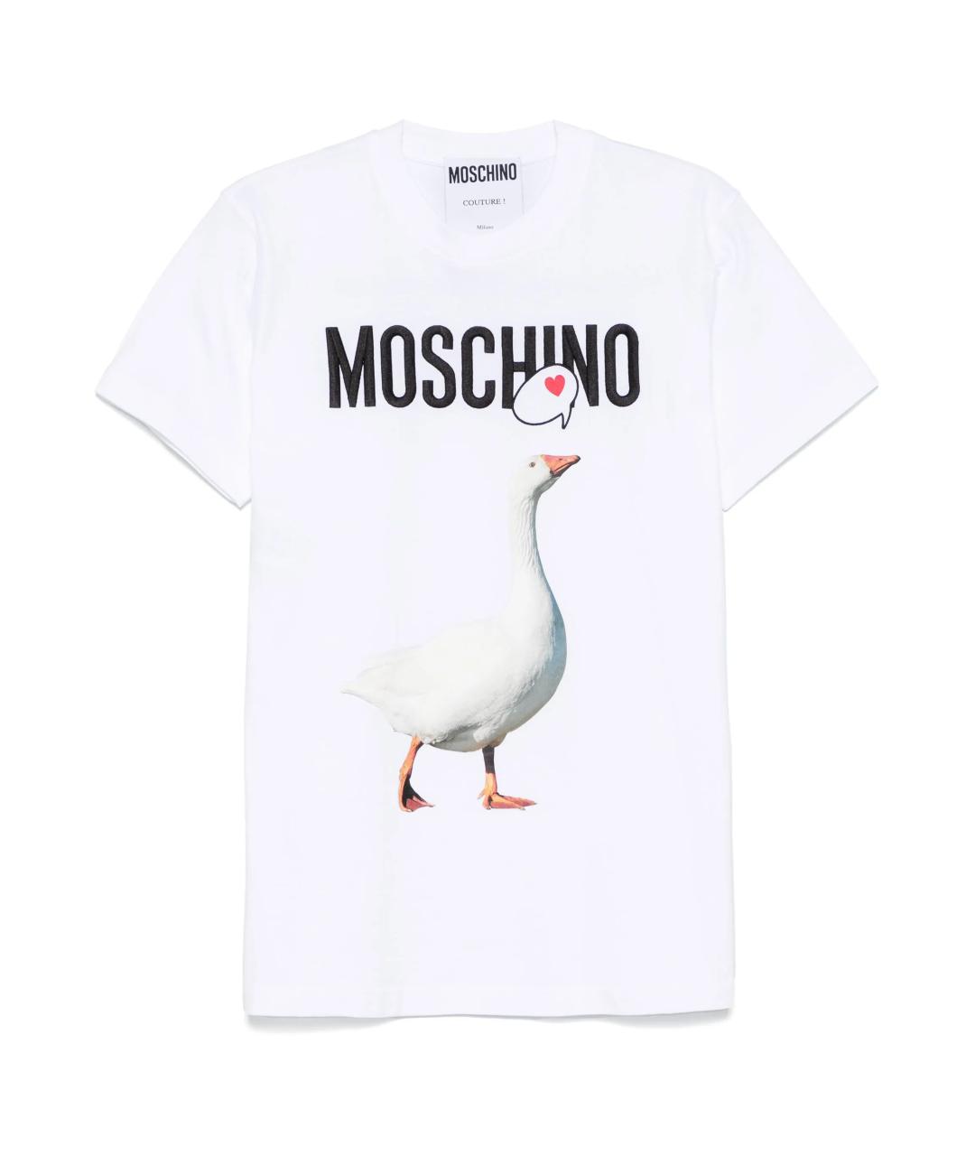 MOSCHINO Белая хлопковая футболка, фото 1