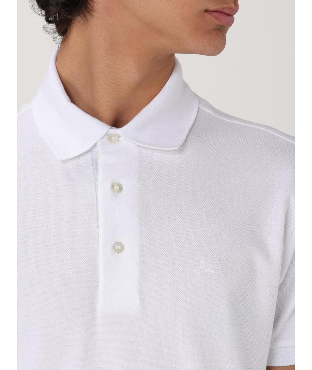 ETRO Белое хлопковое поло с коротким рукавом, фото 6