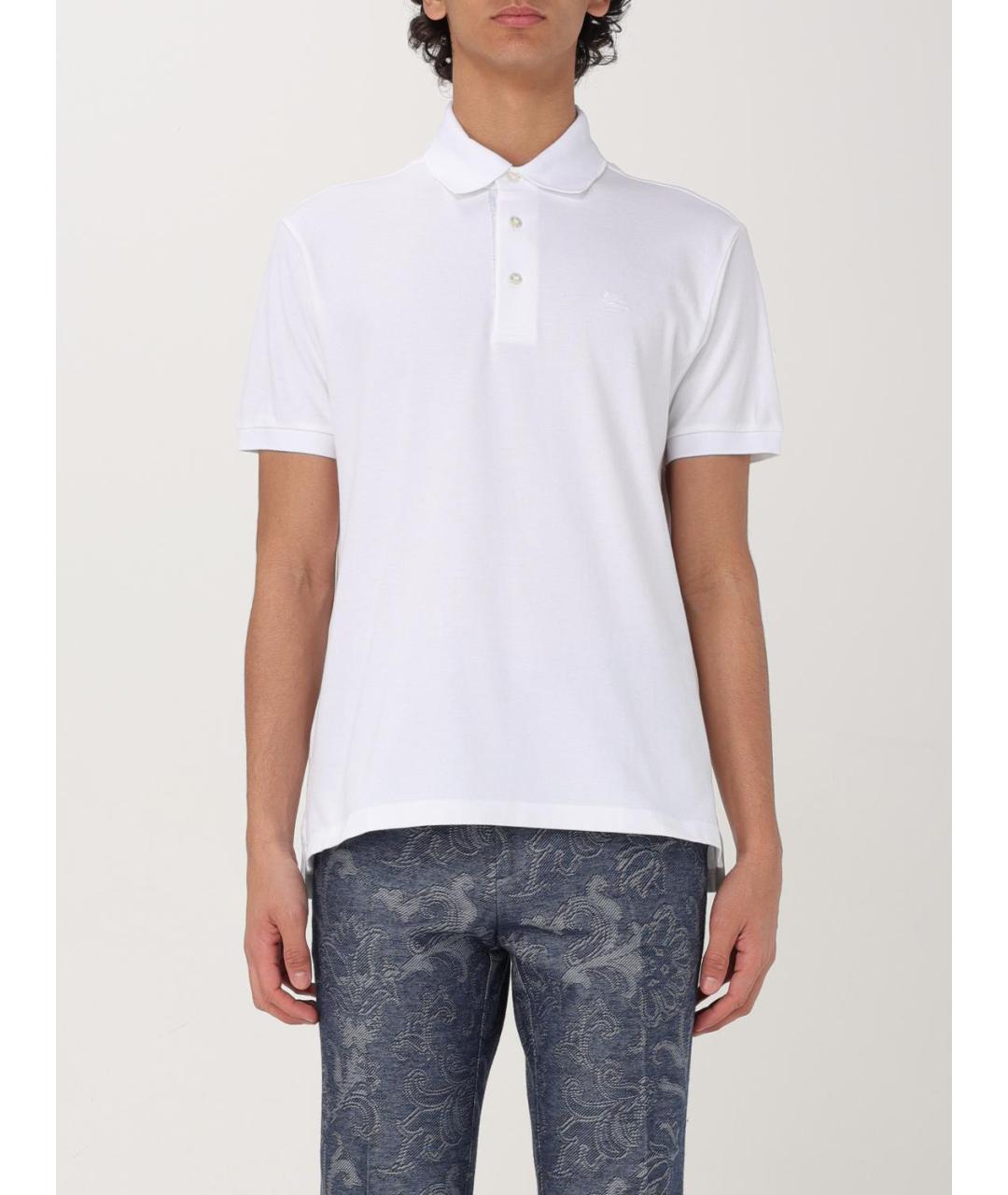 ETRO Белое хлопковое поло с коротким рукавом, фото 2