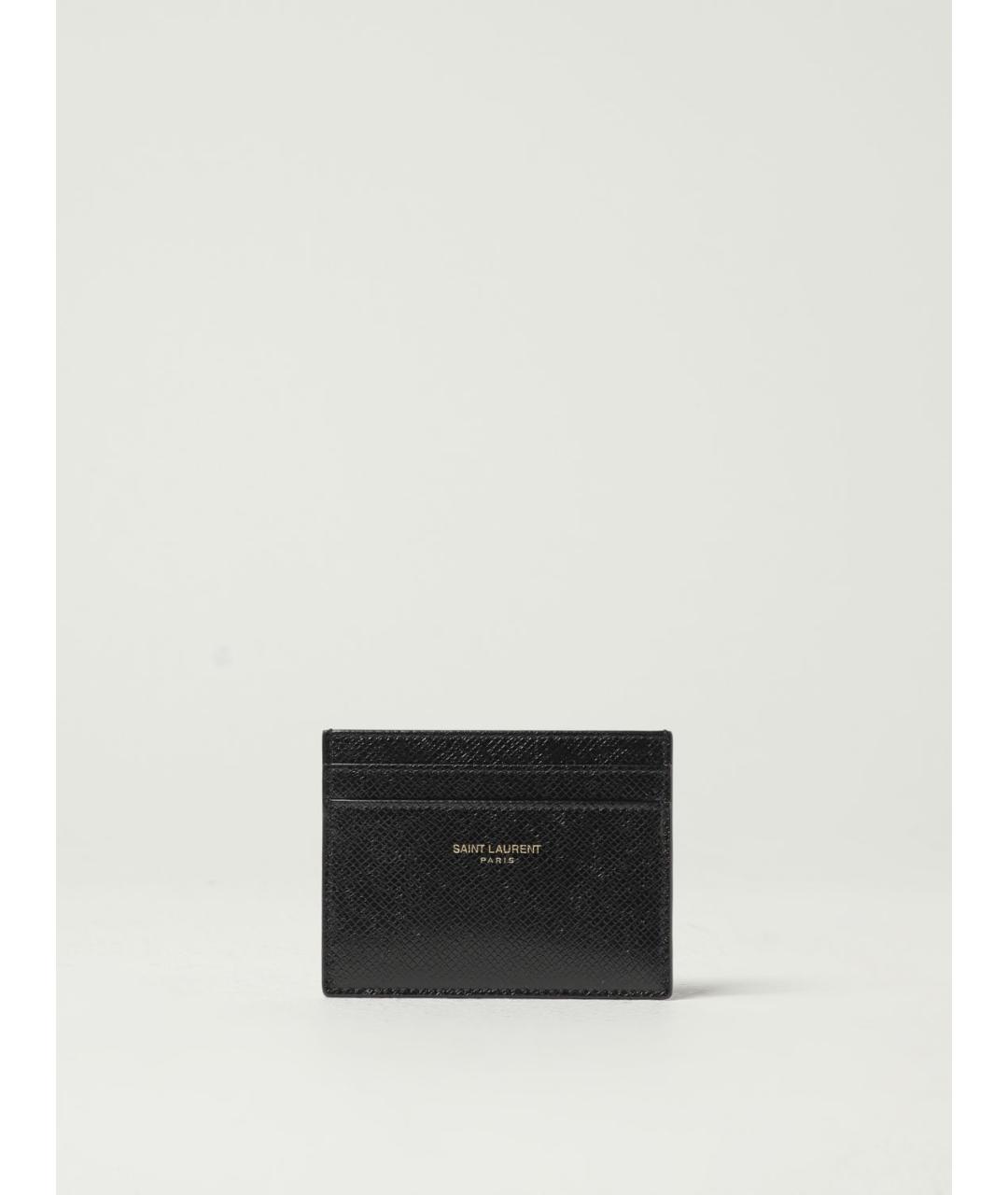SAINT LAURENT Черный кожаный кардхолдер, фото 3