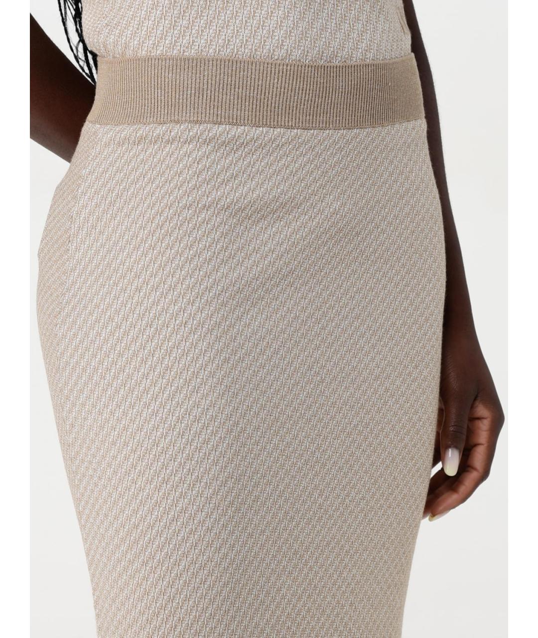 FENDI Бежевая полиамидовая юбка миди, фото 5