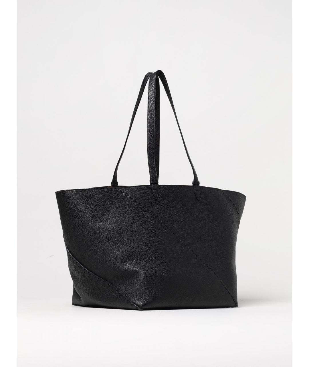 FENDI Черная кожаная сумка тоут, фото 3