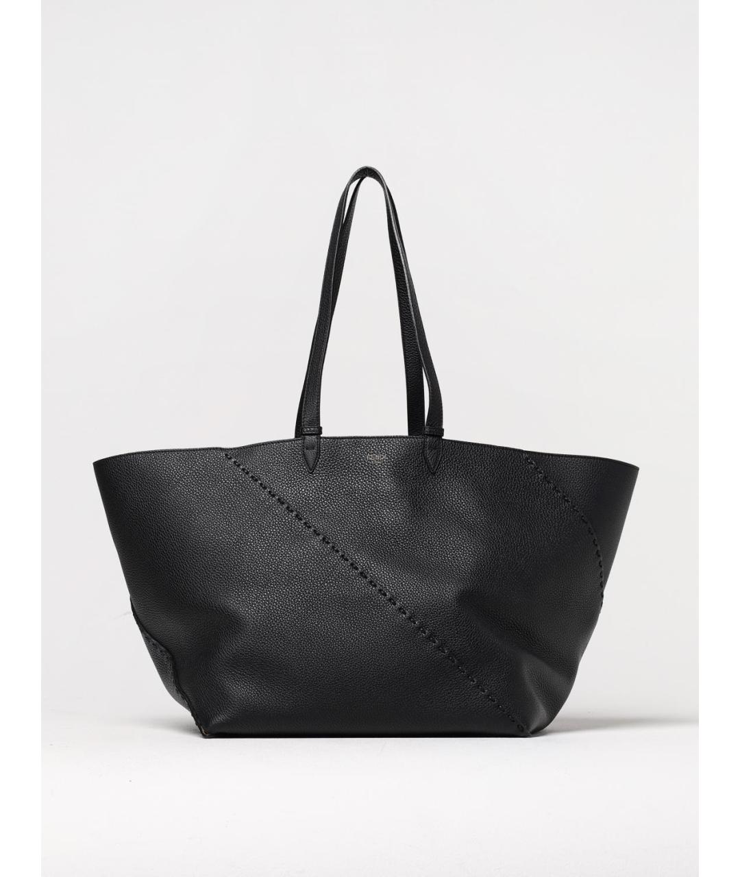 FENDI Черная кожаная сумка тоут, фото 6