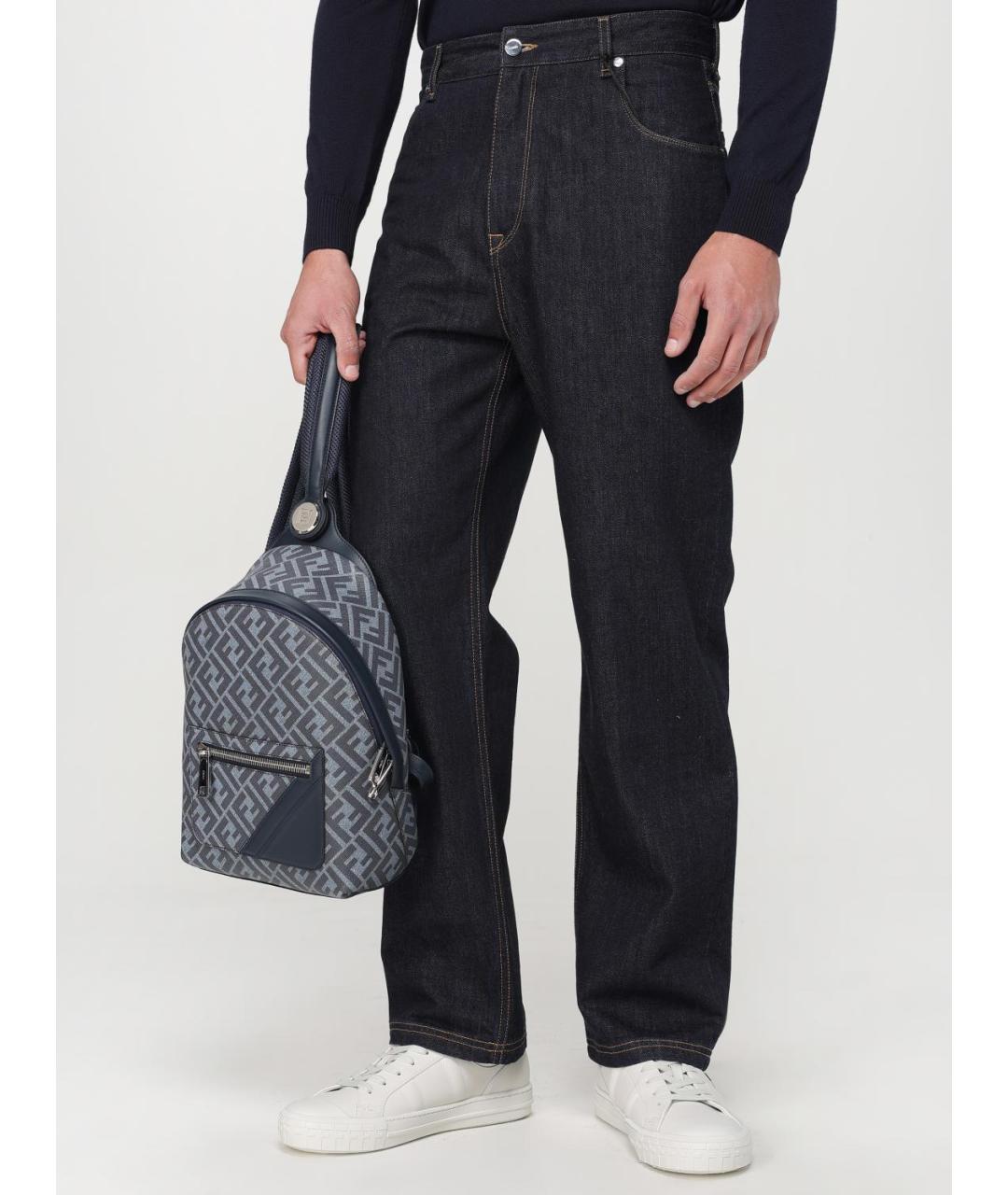 FENDI Синий деним рюкзак, фото 2