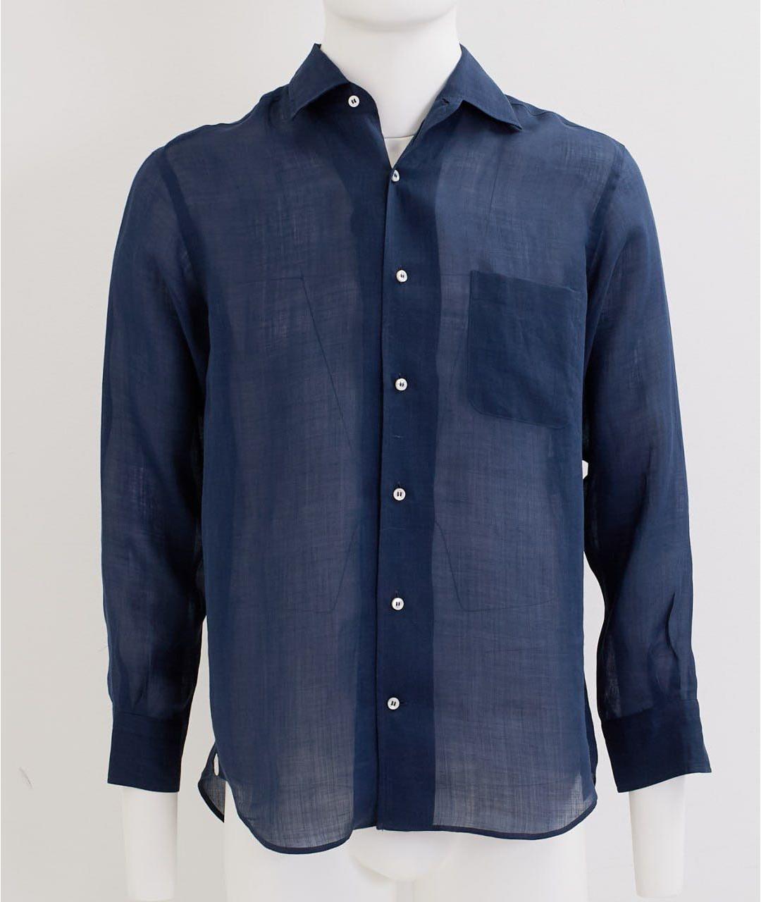 LORO PIANA Синяя льняная кэжуал рубашка, фото 5