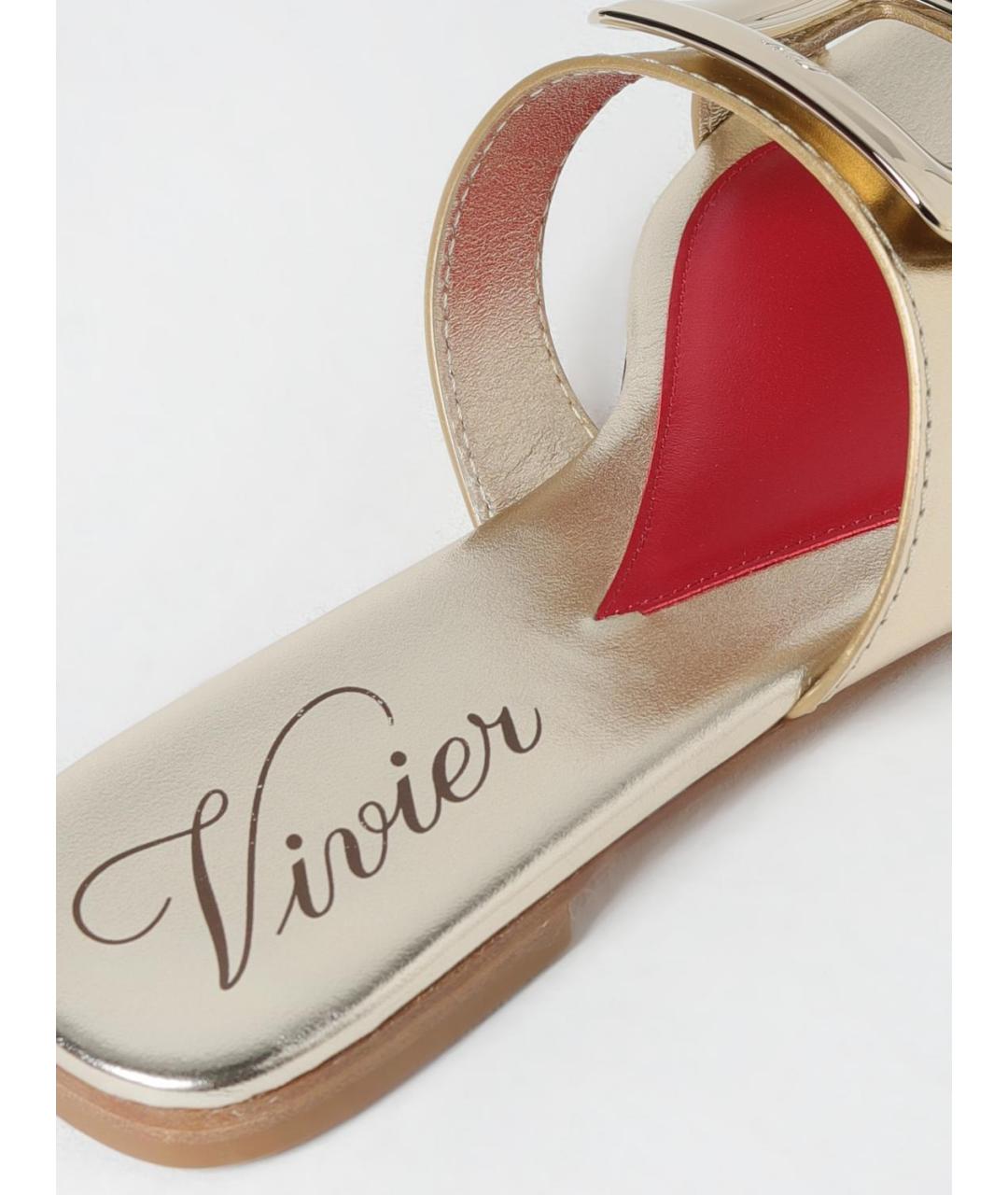 ROGER VIVIER Золотые кожаные сандалии, фото 4