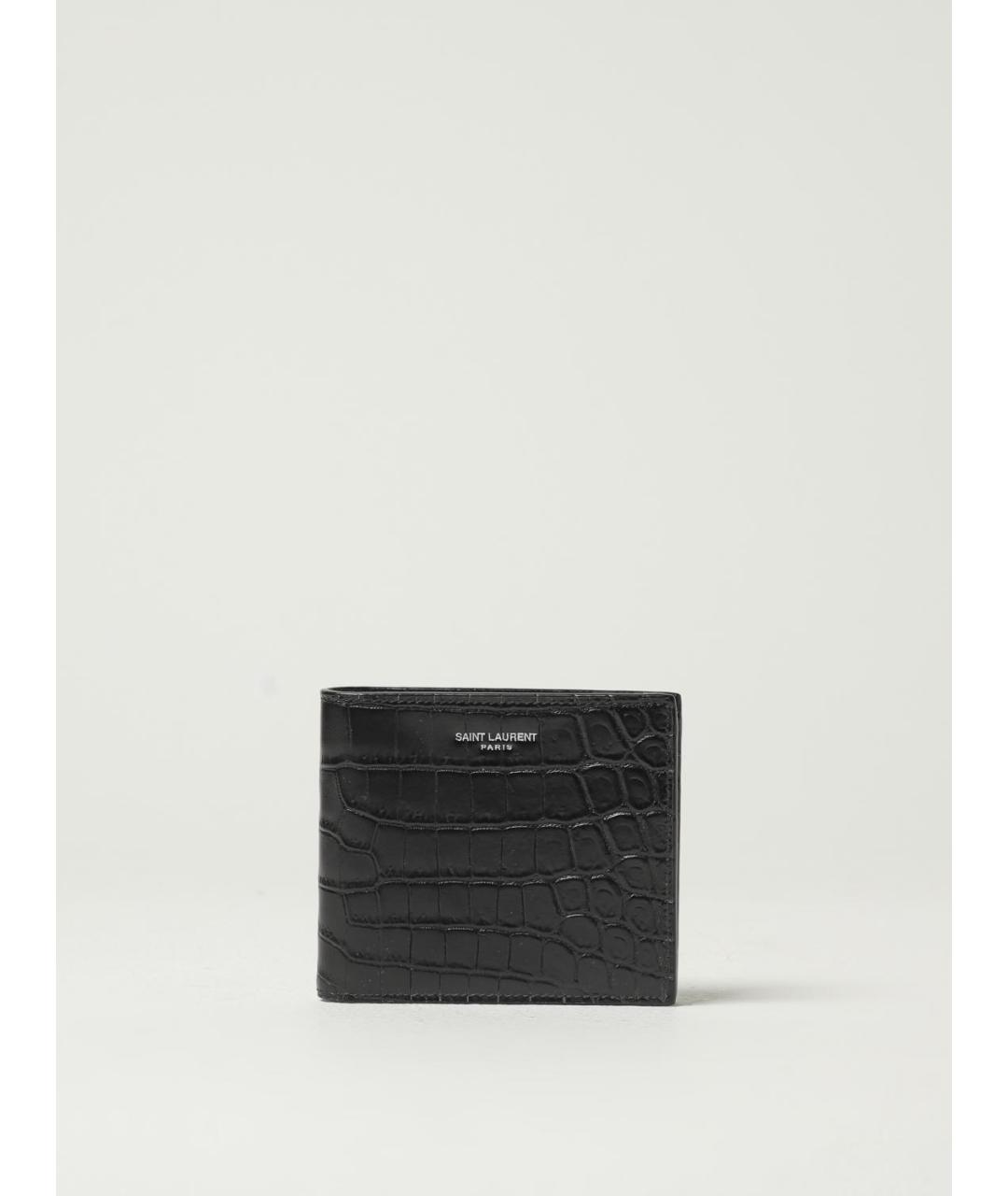 SAINT LAURENT Черный кожаный кошелек, фото 4