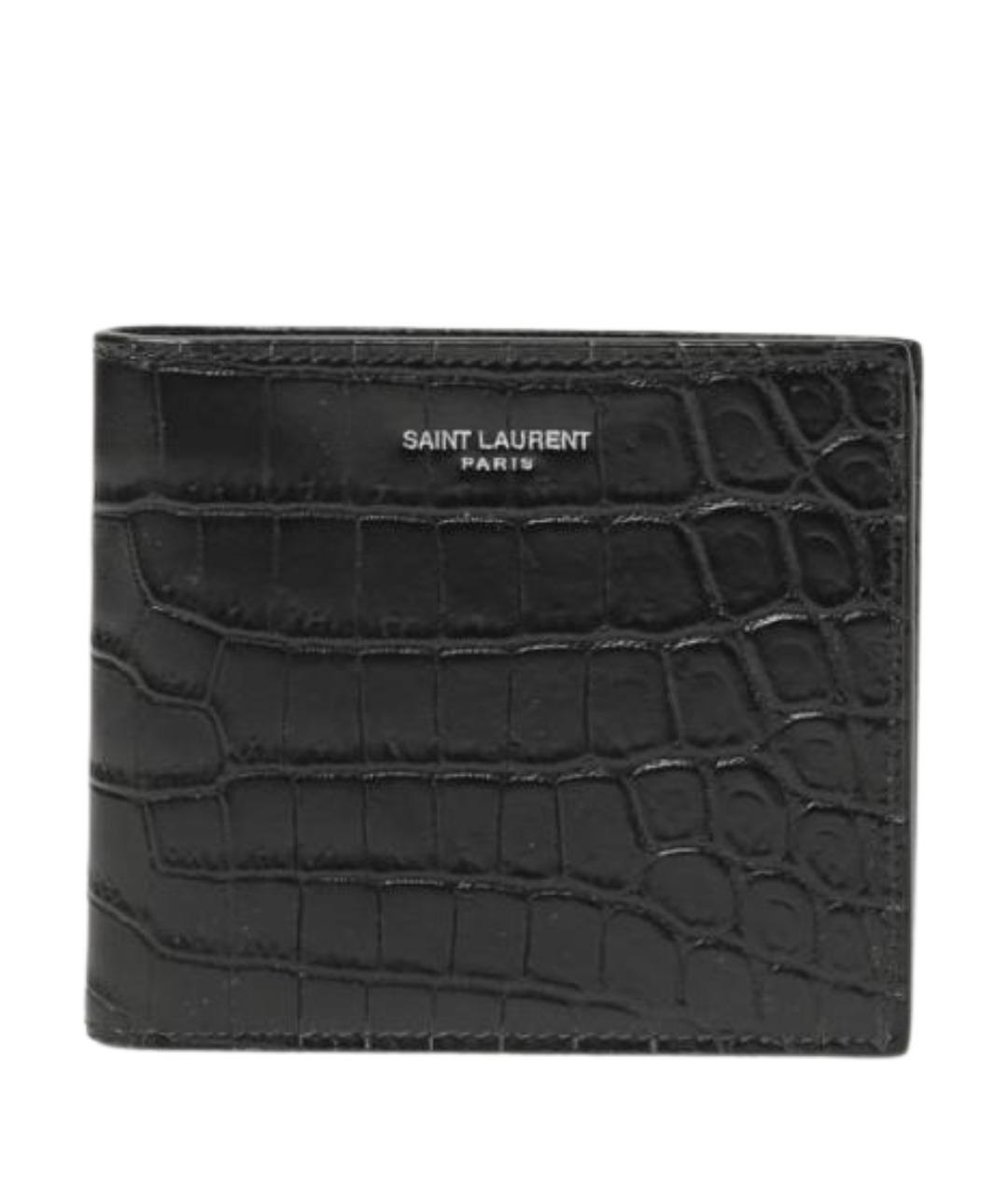 SAINT LAURENT Черный кожаный кошелек, фото 1