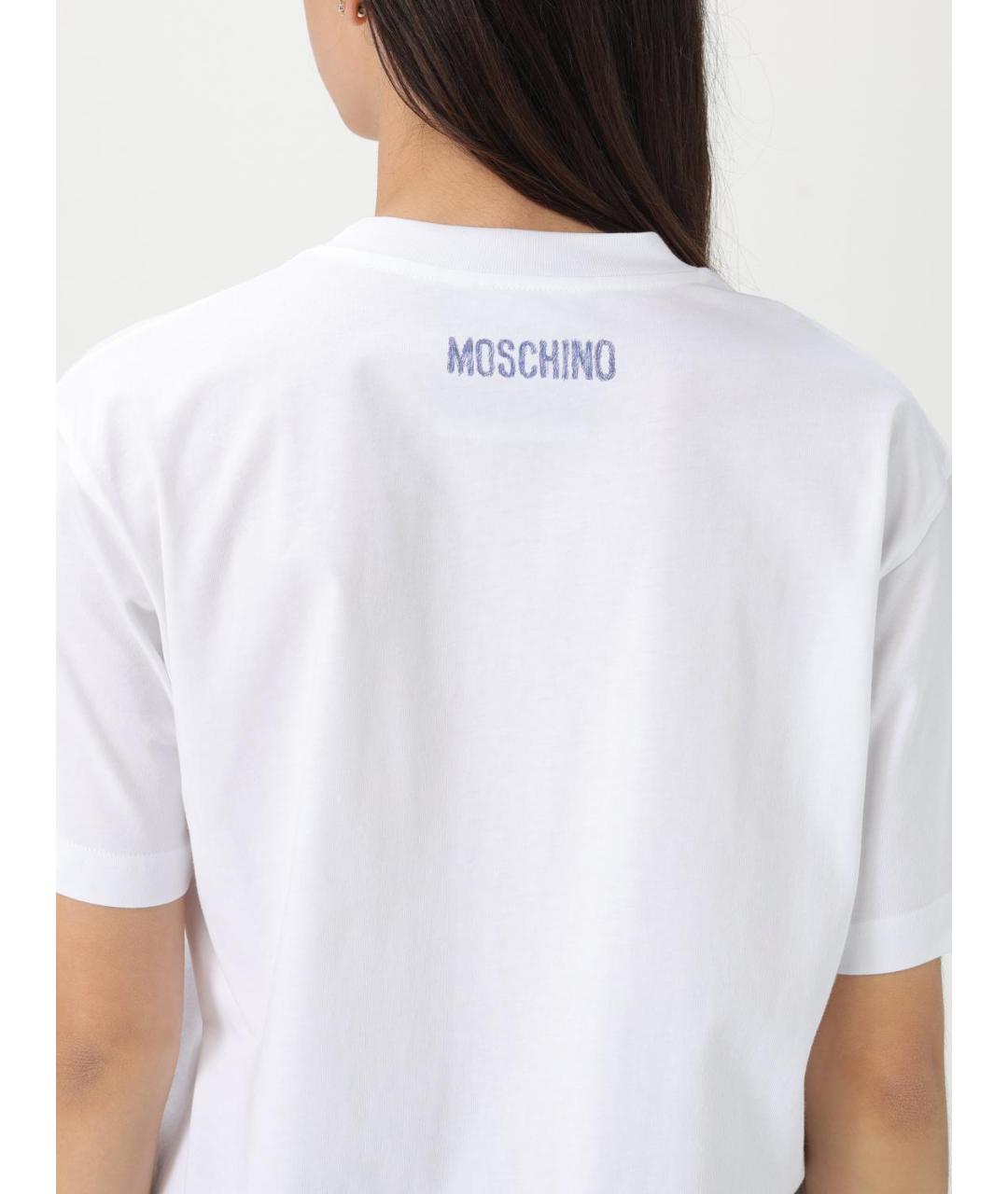MOSCHINO Белая хлопковая футболка, фото 5
