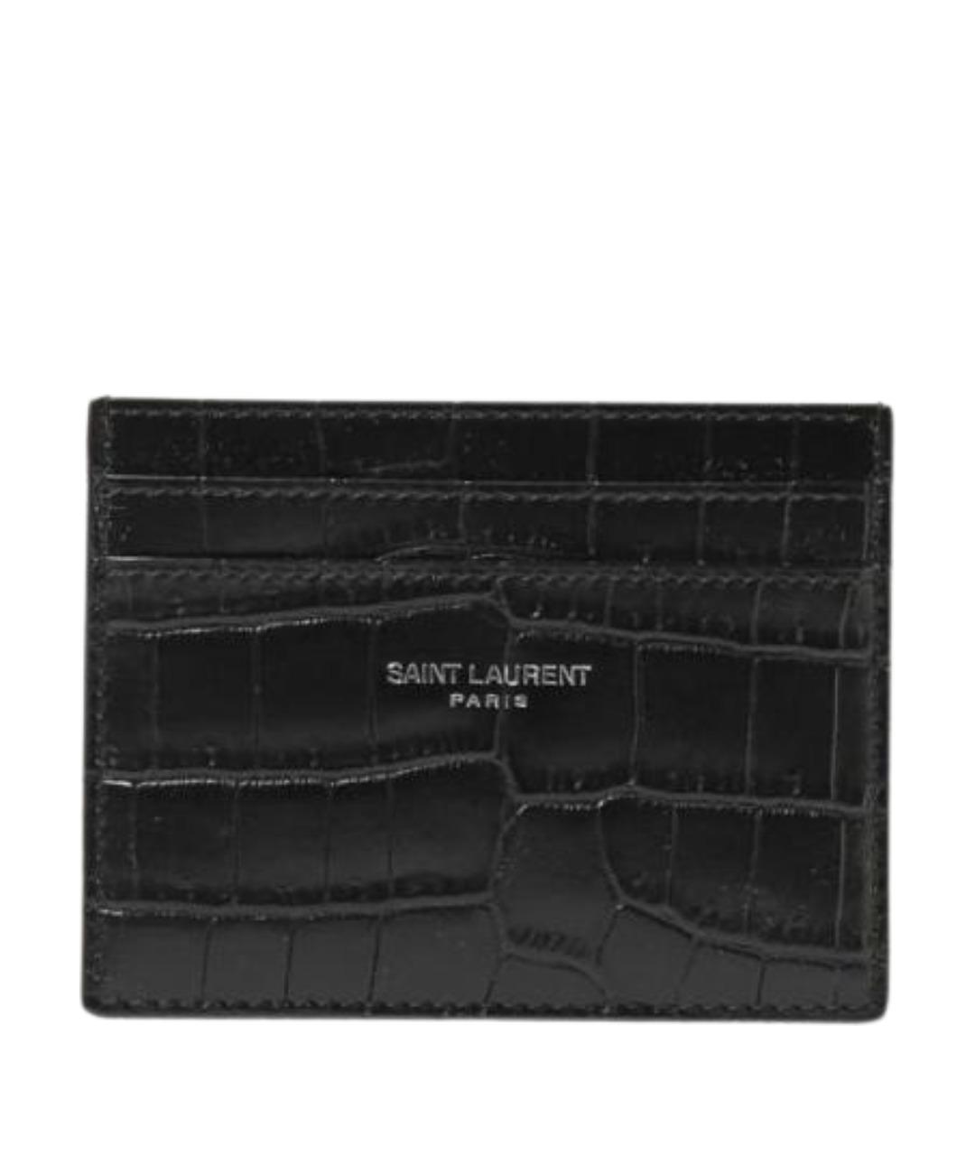 SAINT LAURENT Черный кожаный кардхолдер, фото 1