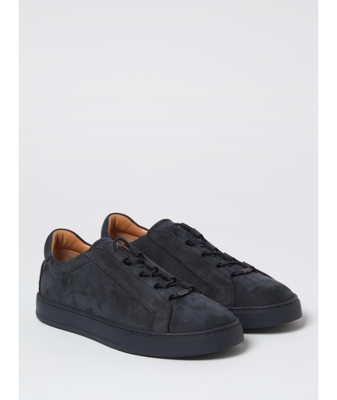 TOD'S Синие кожаные низкие кроссовки / кеды, фото 2