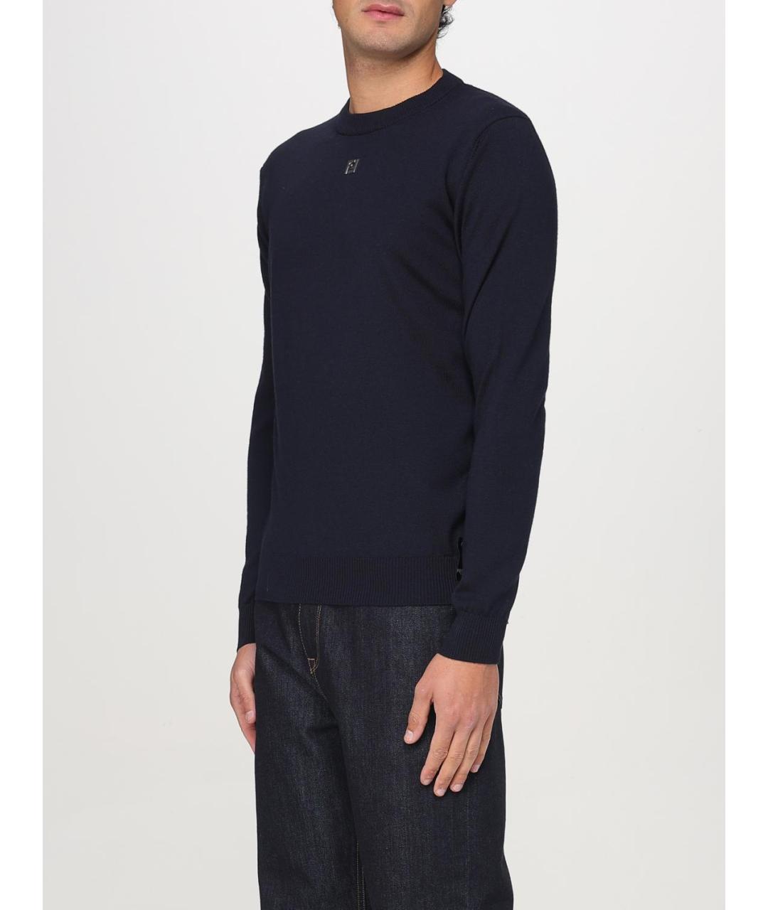 FENDI Темно-синий шерстяной джемпер / свитер, фото 4