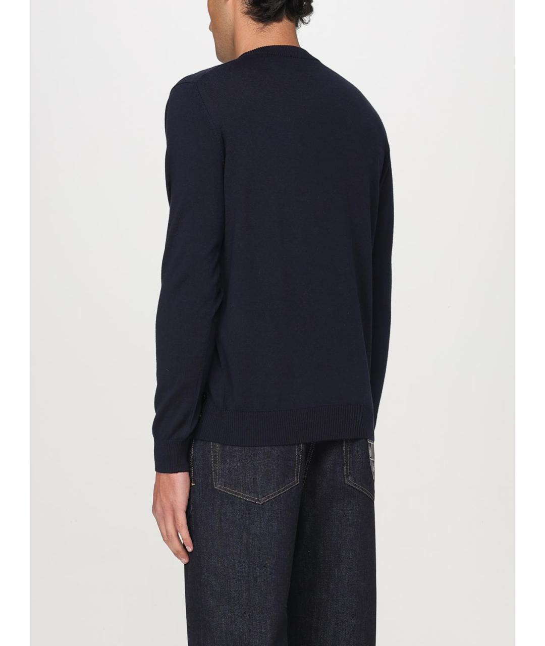 FENDI Темно-синий шерстяной джемпер / свитер, фото 3