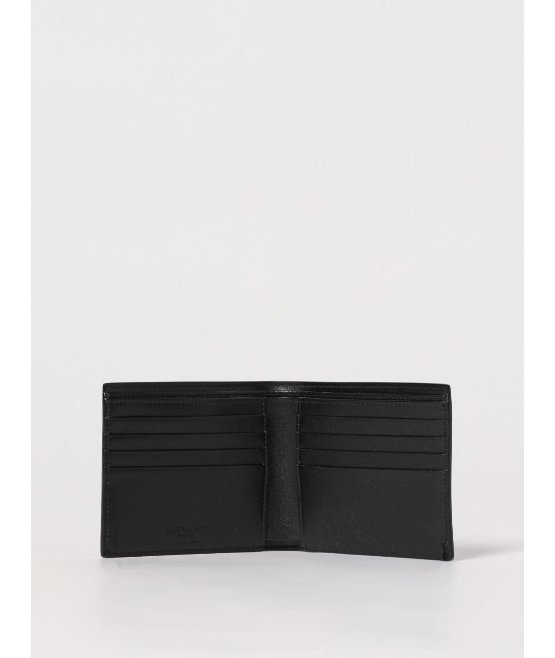 SAINT LAURENT Черный кожаный кошелек, фото 2