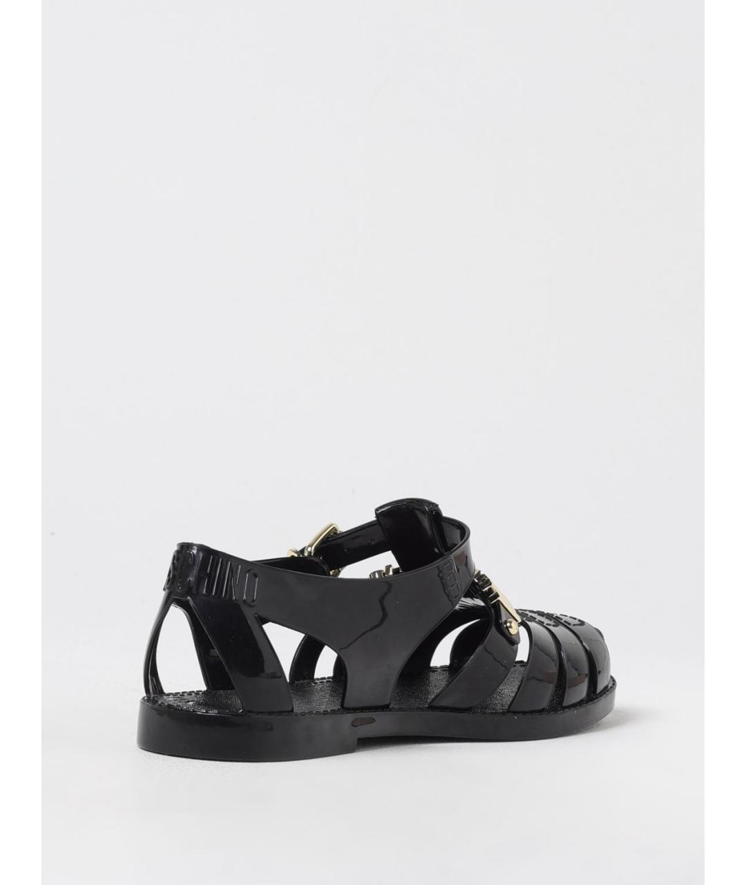 MOSCHINO Черные кожаные босоножки, фото 3