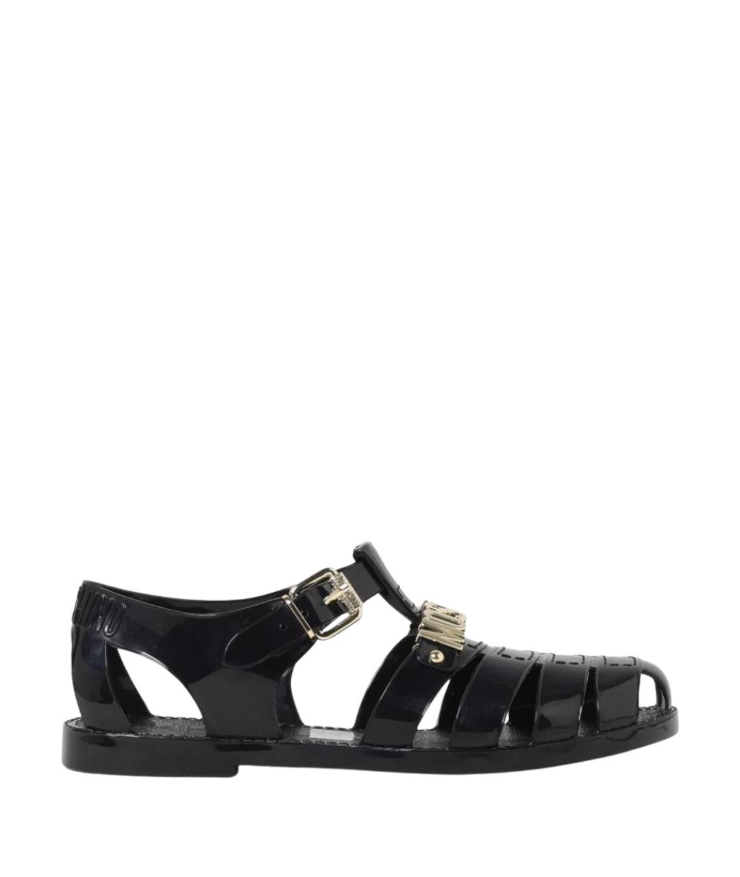 MOSCHINO Черные кожаные босоножки, фото 1