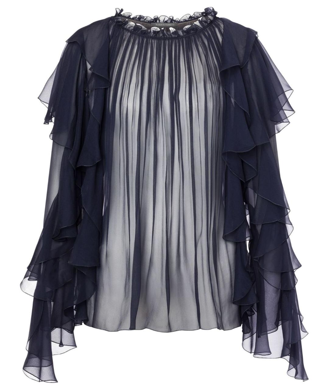 ALBERTA FERRETTI Темно-синяя шелковая блузы, фото 1