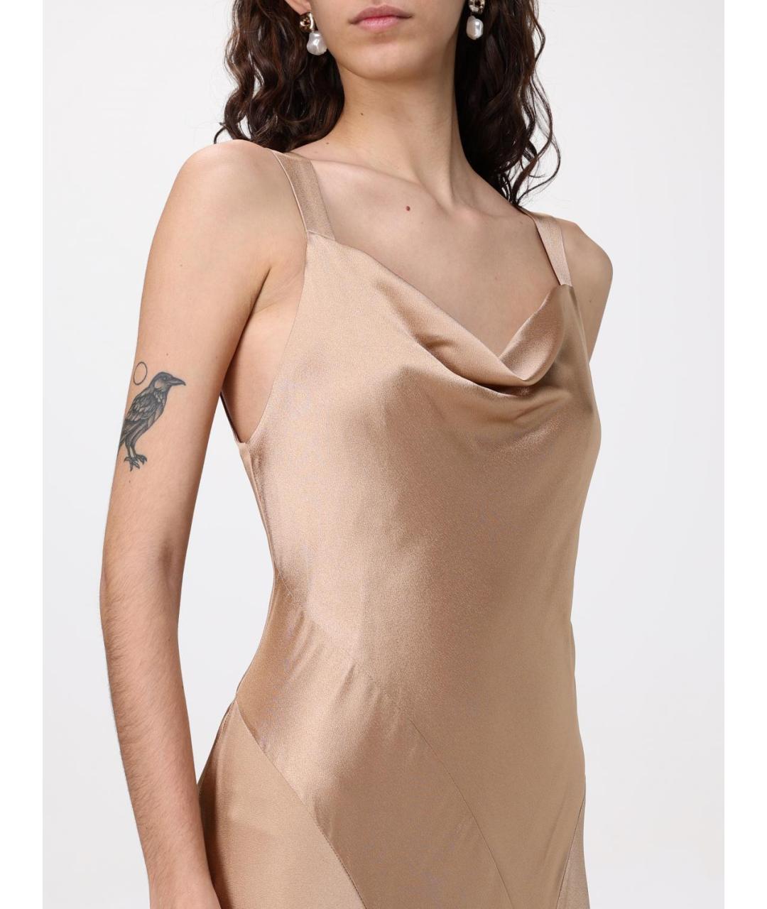 ALBERTA FERRETTI Бежевое ацетатное вечернее платье, фото 5