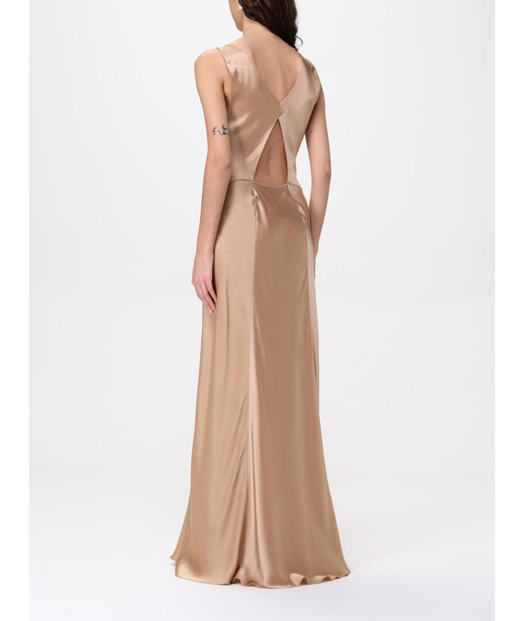 ALBERTA FERRETTI Бежевое ацетатное вечернее платье, фото 3