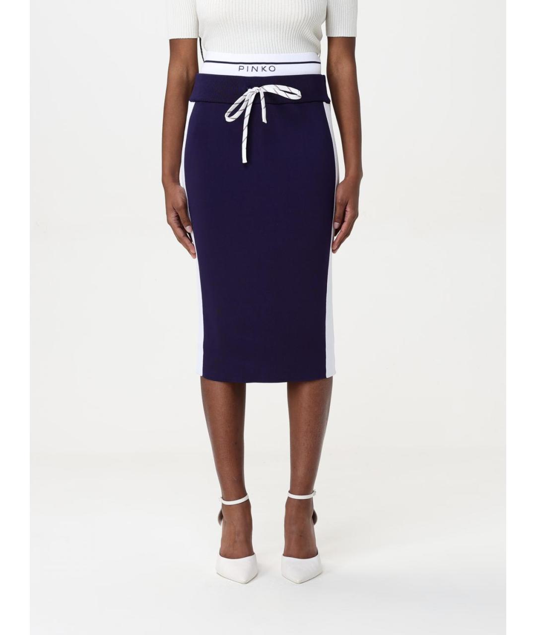 PINKO Синяя вискозная юбка миди, фото 2