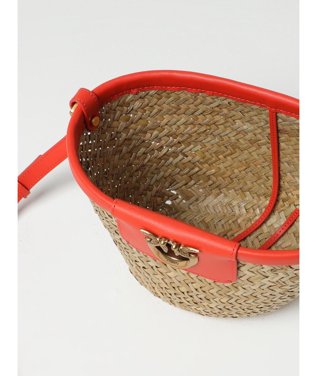 PINKO Бежевая пелетеная пляжная сумка, фото 3