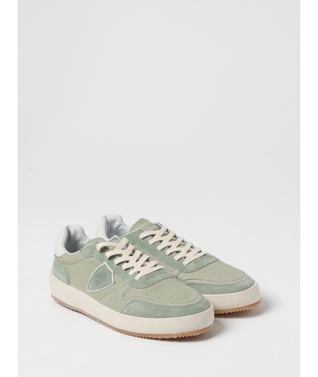 PHILIPPE MODEL Хаки кожаные низкие кроссовки / кеды, фото 2