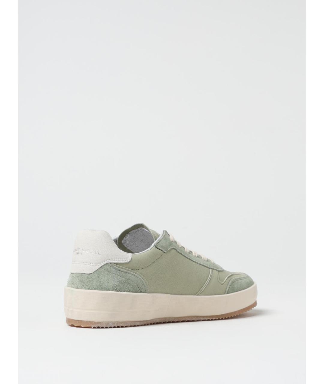 PHILIPPE MODEL Хаки кожаные низкие кроссовки / кеды, фото 3