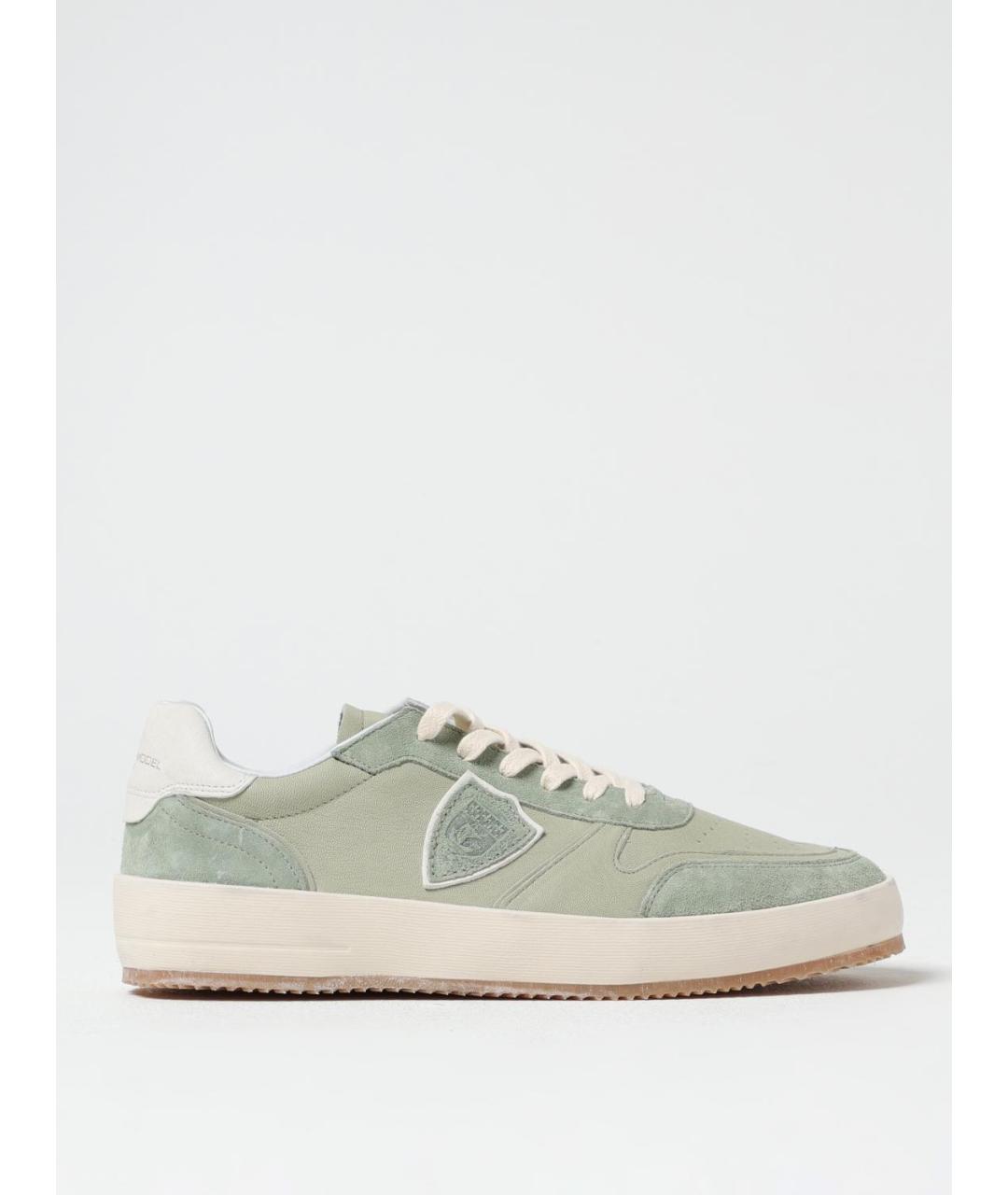 PHILIPPE MODEL Хаки кожаные низкие кроссовки / кеды, фото 4