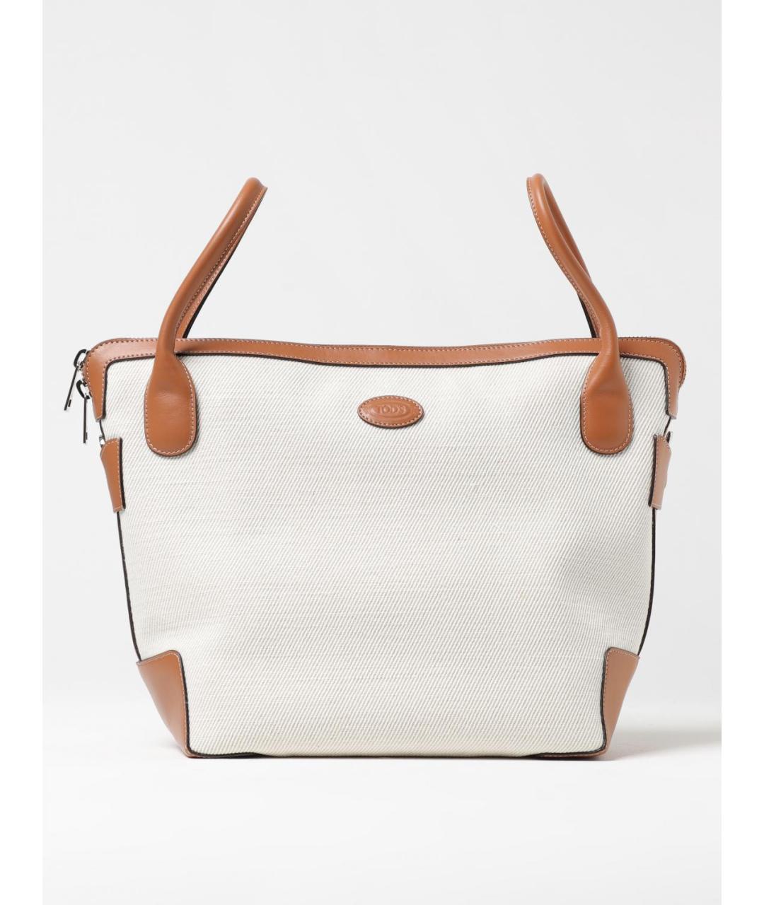 TOD'S Белая тканевая сумка тоут, фото 5