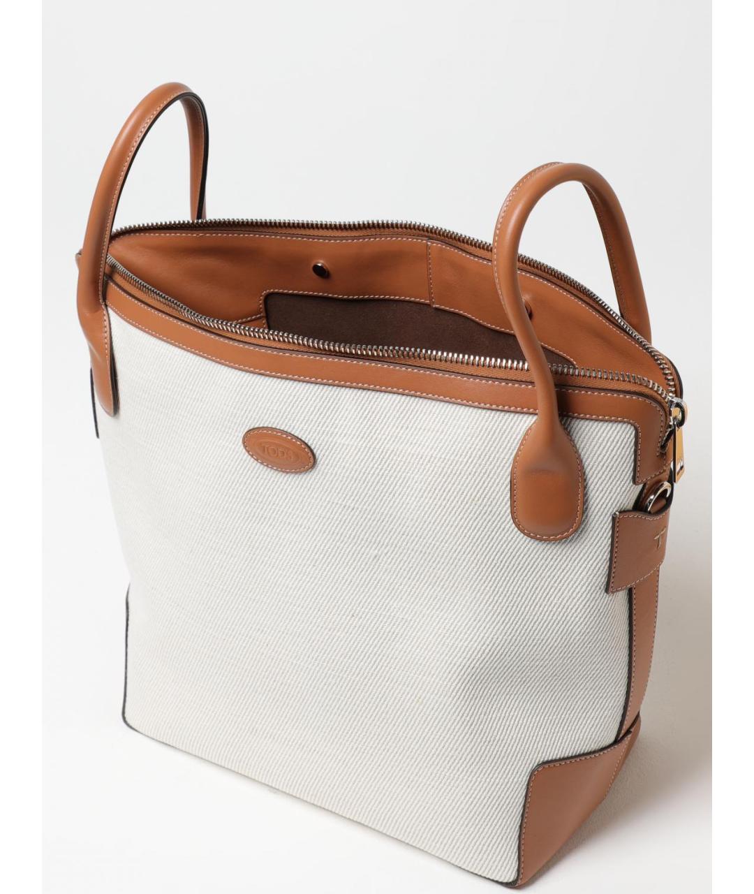 TOD'S Белая тканевая сумка тоут, фото 4