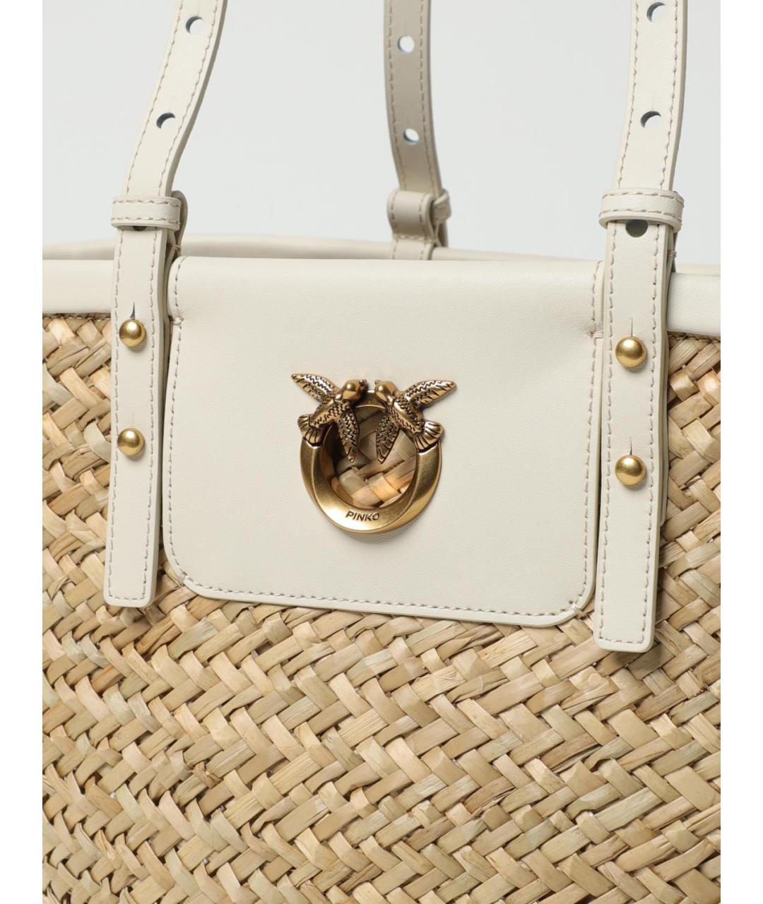 PINKO Бежевая пелетеная сумка тоут, фото 3